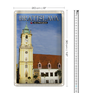 Blechschild Reise 20x30cm Bratislava Slowakei Altes Rathaus
