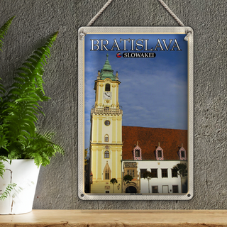Blechschild Reise 20x30cm Bratislava Slowakei Altes Rathaus