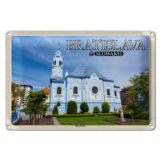 Blechschild Reise 30x20cm Bratislava Slowakei Blaue Kirche