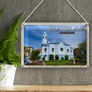 Blechschild Reise 30x20cm Bratislava Slowakei Blaue Kirche