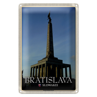 Blechschild Reise 20x30cm Bratislava Slowakei Kriegerdenkmal Slavin