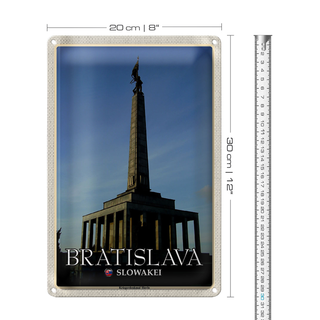 Blechschild Reise 20x30cm Bratislava Slowakei Kriegerdenkmal Slavin