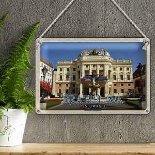 Blechschild Reise 30x20cm Bratislava Slowakei Slowakisches Theater