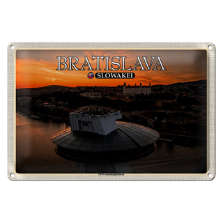 Blechschild Reise 30x20cm Bratislava Slowakei UFO-Aussichtsplattform