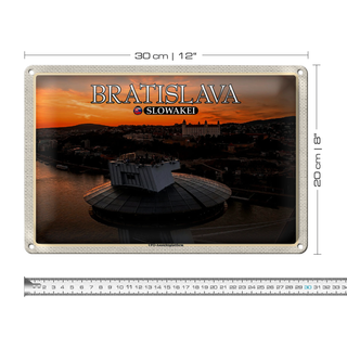 Blechschild Reise 30x20cm Bratislava Slowakei UFO-Aussichtsplattform