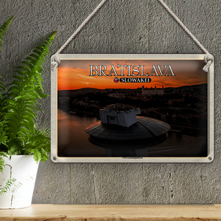 Blechschild Reise 30x20cm Bratislava Slowakei UFO-Aussichtsplattform