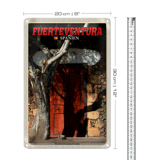 Blechschild Reise 20x30cm Fuerteventura Spanien Hauseingang Antigua