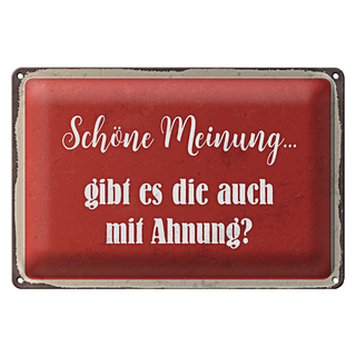 Blechschild Spruch 30x20cm schöne Meinung gibt mit Ahnung