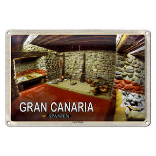 Blechschild Reise 30x20cm Gran Canaria Spanien Cueva Pintada Höhle