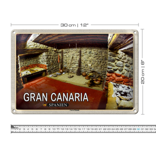 Blechschild Reise 30x20cm Gran Canaria Spanien Cueva Pintada Höhle