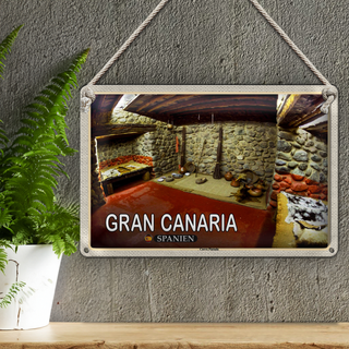 Blechschild Reise 30x20cm Gran Canaria Spanien Cueva Pintada Höhle