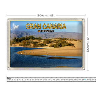 Blechschild Reise 30x20cm Gran Canaria Spanien Dunas de Maspalomas