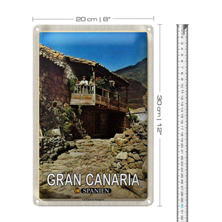 Blechschild Reise 20x30cm Gran Canaria Spanien Las Casas Veneguera