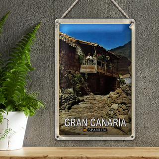 Blechschild Reise 20x30cm Gran Canaria Spanien Las Casas Veneguera