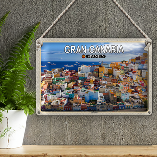 Blechschild Reise 30x20cm Gran Canaria Spanein Las Palmas Stadt