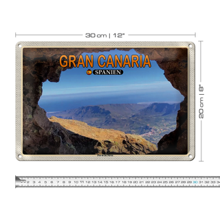 Blechschild Reise 30x20cm Gran Canaria Spanien Pico de Nieves Berg