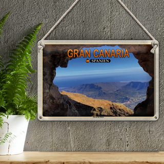 Blechschild Reise 30x20cm Gran Canaria Spanien Pico de Nieves Berg