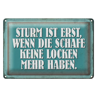Blechschild Spruch 30x20cm Sturm wenn Schafe keine Locken