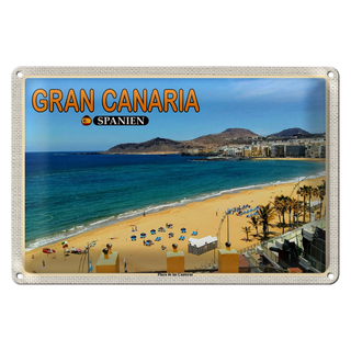 Blechschild Reise 30x20cm Gran Canaria Spanien Playa de las Canteras