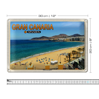 Blechschild Reise 30x20cm Gran Canaria Spanien Playa de las Canteras
