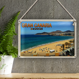 Blechschild Reise 30x20cm Gran Canaria Spanien Playa de las Canteras