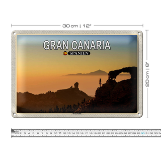 Blechschild Reise 30x20cm Gran Canaria Spanien Roque Nublo Berg