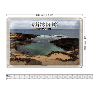 Blechschild Reise 30x20cm Lanzarote Spanien Charco del Palo Ort