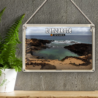 Blechschild Reise 30x20cm Lanzarote Spanien Charco del Palo Ort