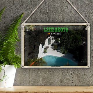 Blechschild Reise 30x20cm Lanzarote Spanien Fundacion César Manrique
