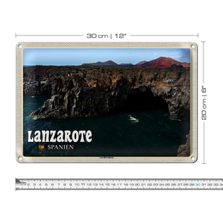 Blechschild Reise 30x20cm Lanzarote Spanien Los Hervideros Küste