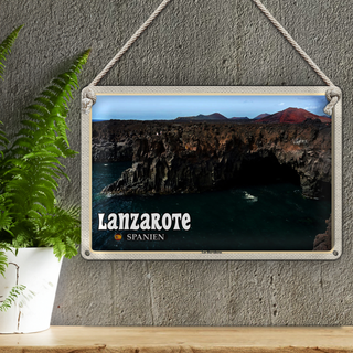 Blechschild Reise 30x20cm Lanzarote Spanien Los Hervideros Küste