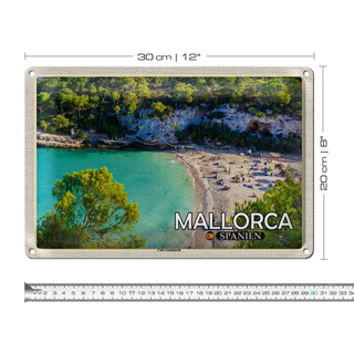 Blechschild Reise 30x20cm Mallorca Spanien Cala Llombards Bucht