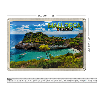 Blechschild Reise 30x20cm Mallorca Spanien Cala s'Almunia Bucht