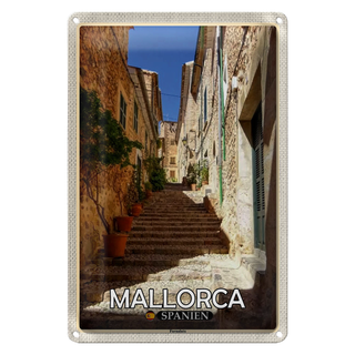 Blechschild Reise 20x30cm Mallorca Spanien Fornalutx Treppen