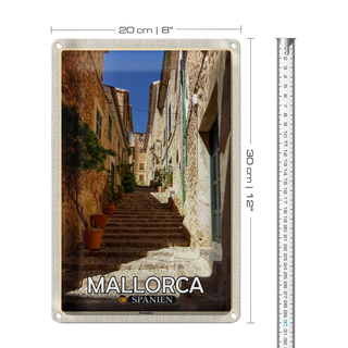 Blechschild Reise 20x30cm Mallorca Spanien Fornalutx Treppen