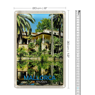 Blechschild Reise 20x30cm Mallorca Spanien Jardines de Alfabia