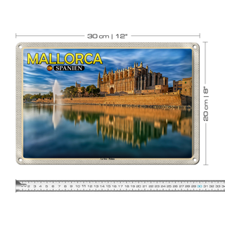 Blechschild Reise 30x20cm Mallorca Spanien La Seu Palma Kathedrale