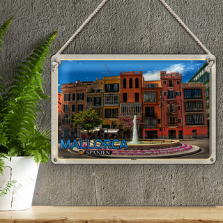 Blechschild Reise 30x20cm Mallorca Spanien Palma Brunnen Urlaub