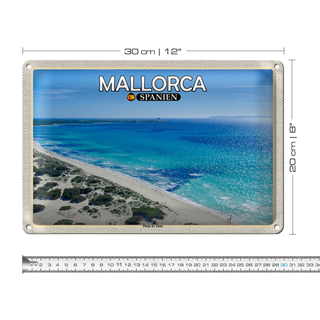 Blechschild Reise 30x20cm Mallorca Spanien Platja Es Trenc Meer