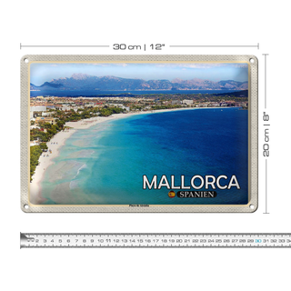 Blechschild Reise 30x20cm Mallorca Spanien Playa de Alcúdia Strand