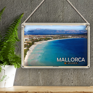 Blechschild Reise 30x20cm Mallorca Spanien Playa de Alcúdia Strand