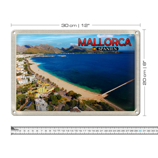 Blechschild Reise 30x20cm Mallorca Spanien Port de Pollenca Meer