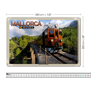 Blechschild Reise 30x20cm Mallorca Spanien Roter Blitz Tren Sóller
