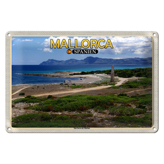 Blechschild Reise 30x20cm Mallorca Spanien Son Serra de Marina Meer