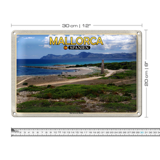Blechschild Reise 30x20cm Mallorca Spanien Son Serra de Marina Meer