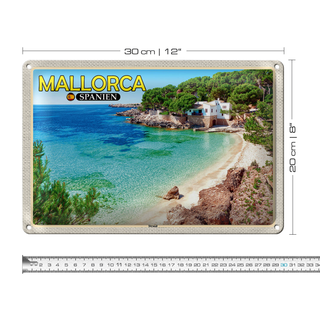 Blechschild Reise 30x20cm Mallorca Spanien Strand Meer Urlaub