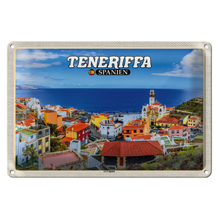 Blechschild Reise 30x20cm Teneriffa Spanien La Laguna Meer Stadt