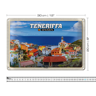 Blechschild Reise 30x20cm Teneriffa Spanien La Laguna Meer Stadt