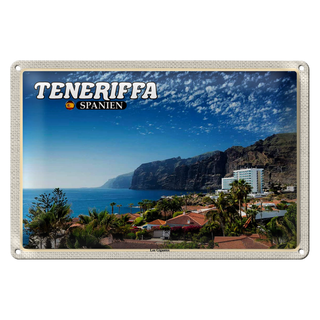 Blechschild Reise 30x20cm Teneriffa Spanien Los Gigantes Steilküste