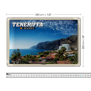 Blechschild Reise 30x20cm Teneriffa Spanien Los Gigantes Steilküste